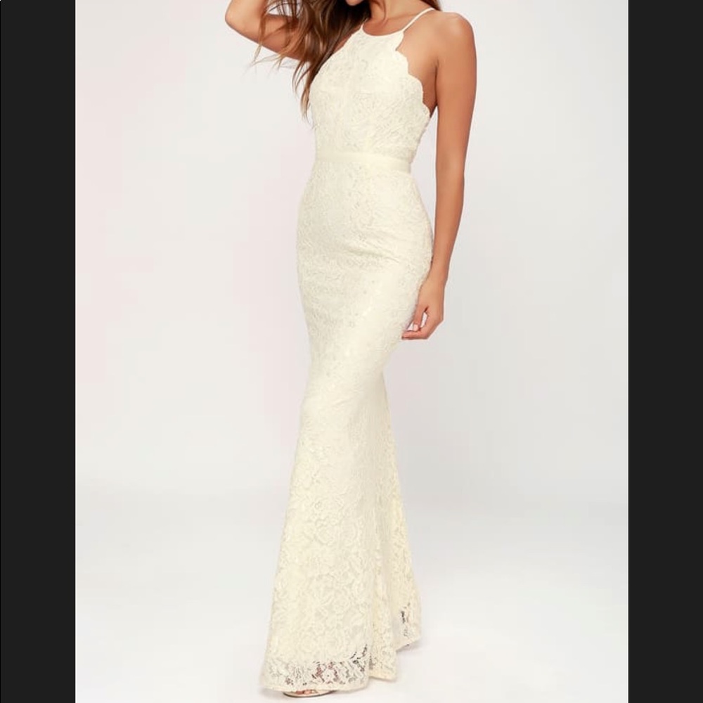 LULU’S ZENITH CREAM LACE MAXI WEDDING DRESS - NWT